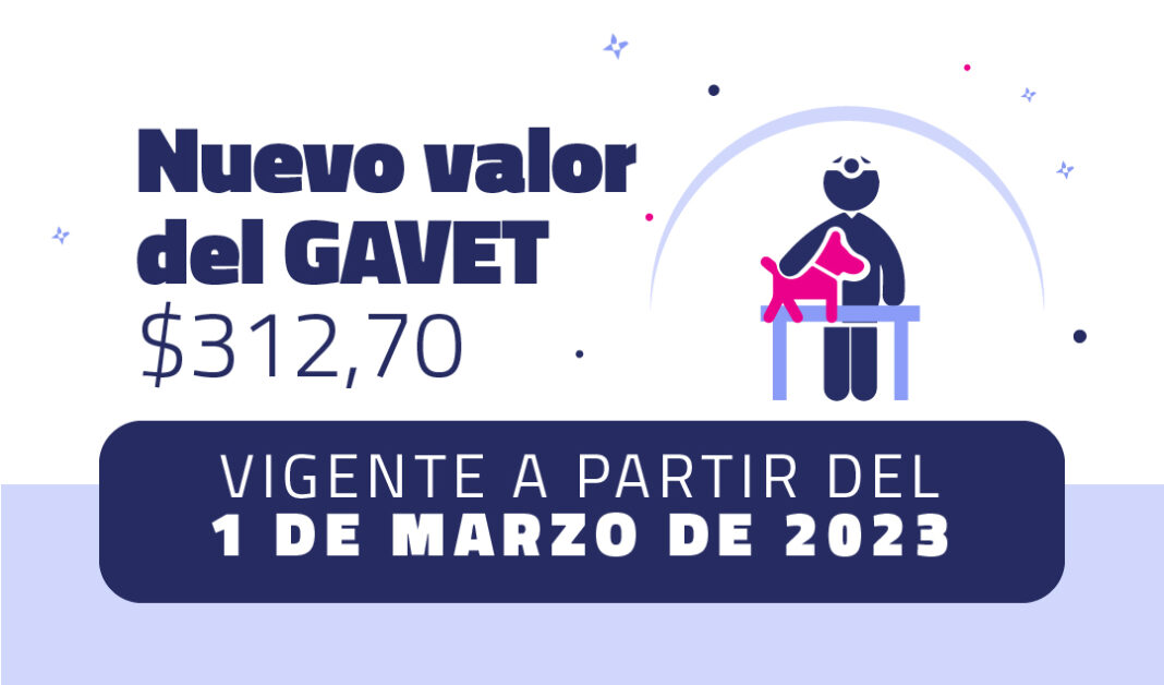 El CVPBA pone en conocimiento de los matriculados que el Consejo Directivo, a través de la Resolución N°39 resolvió fijar el valor del GAVET en la suma de $312,70 con vigencia a partir del 1 de marzo de 2023.